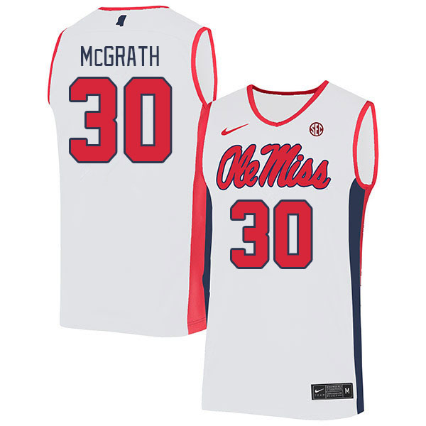 Ole Miss Rebels #30 Cole McGrath College Basketball Jerseys Stitched Sale-White